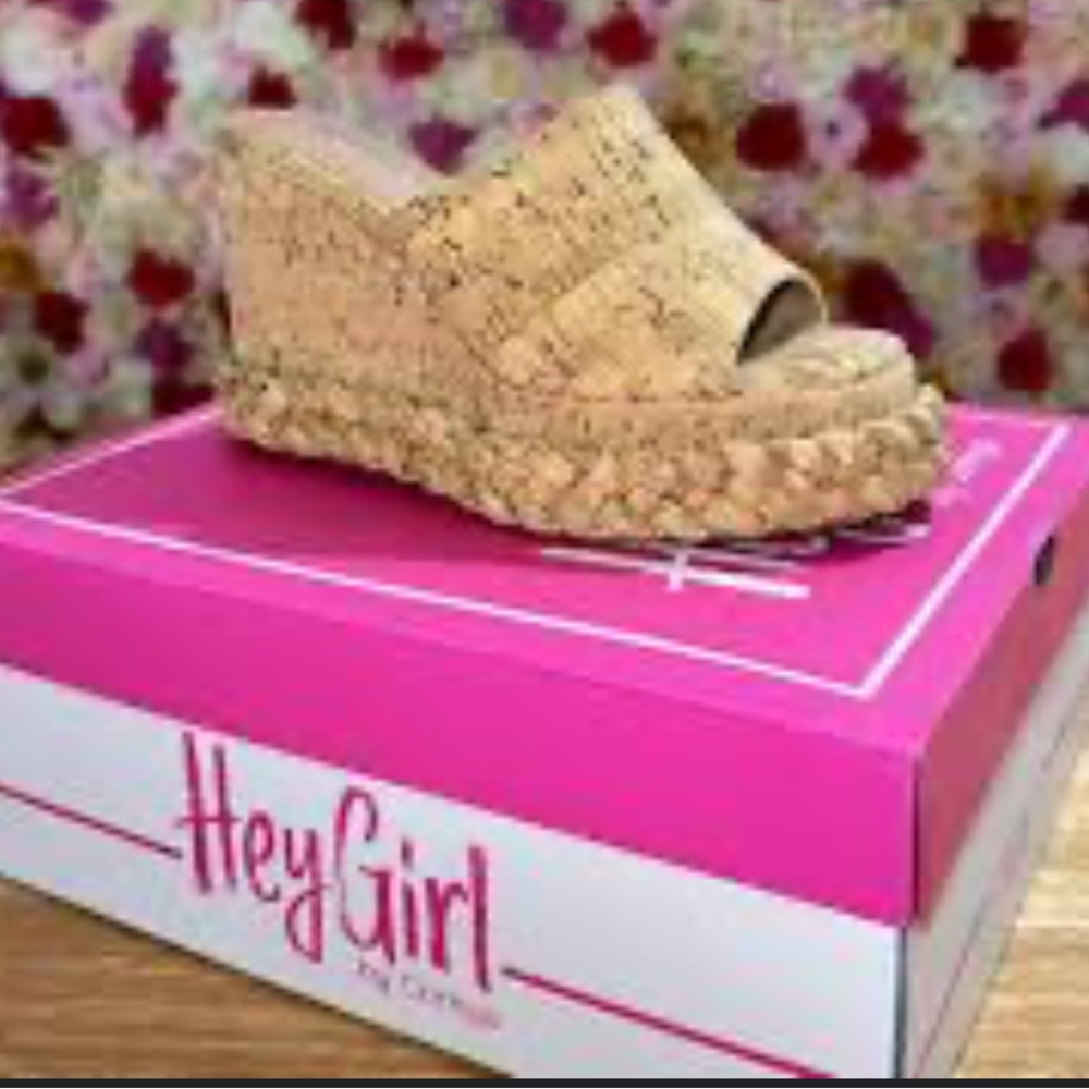 Elegant Tan Cork Wedge Sandals